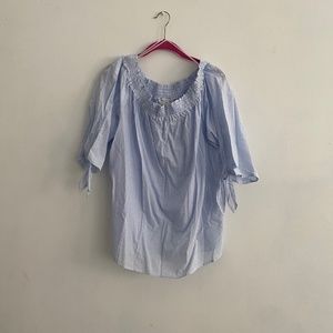 Off-shoulder Pinstripe shirt